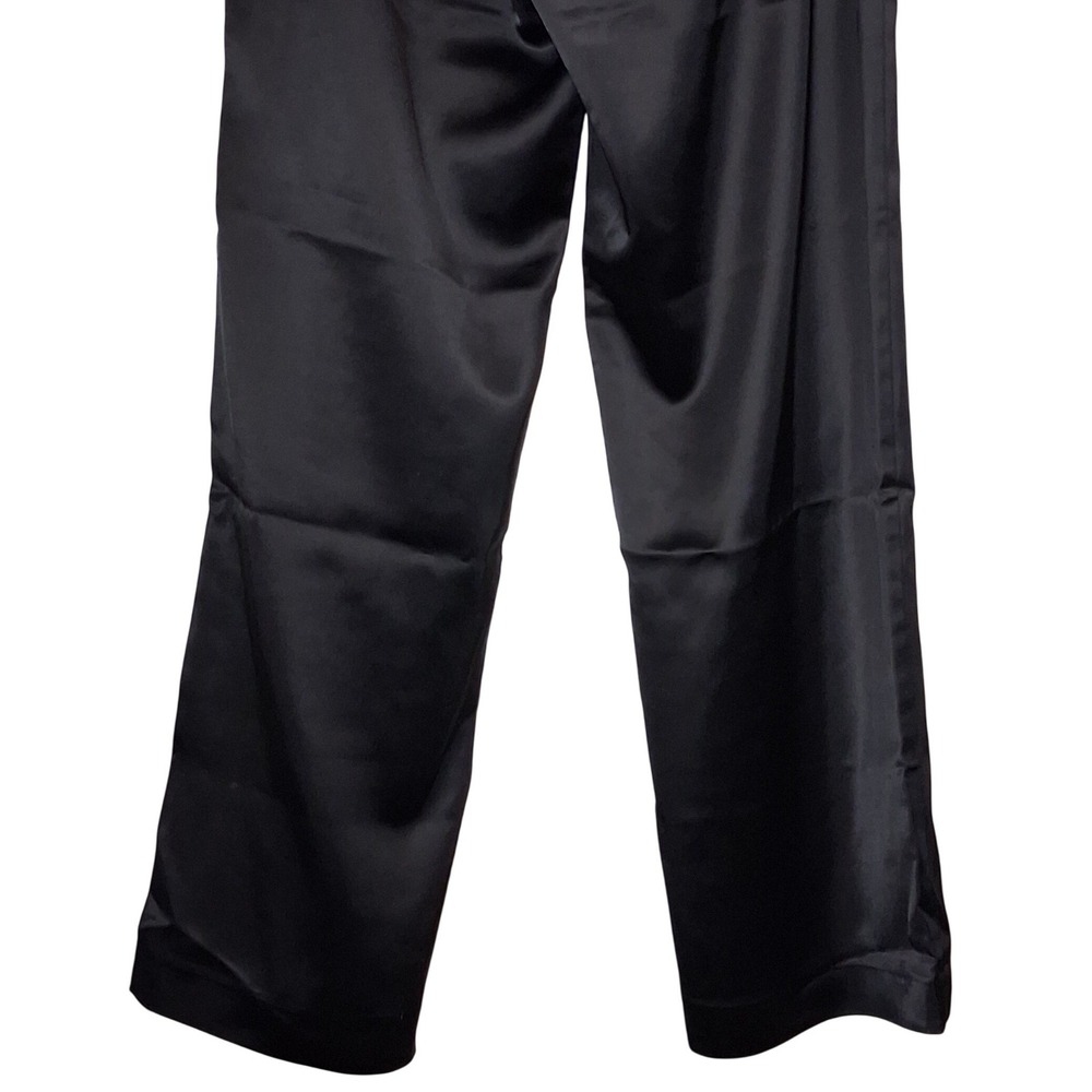 NEW Carbon38 Womens Black Satin Pants M Straight Leg High Rise Trousers Tailored - Picture 10 of 16